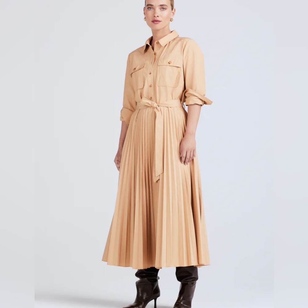 DEREK LAM 10 CROSBY KENZA LONG SLEEVE PLEATED SKIRT DRESS Size 12 - Picture 4 of 6